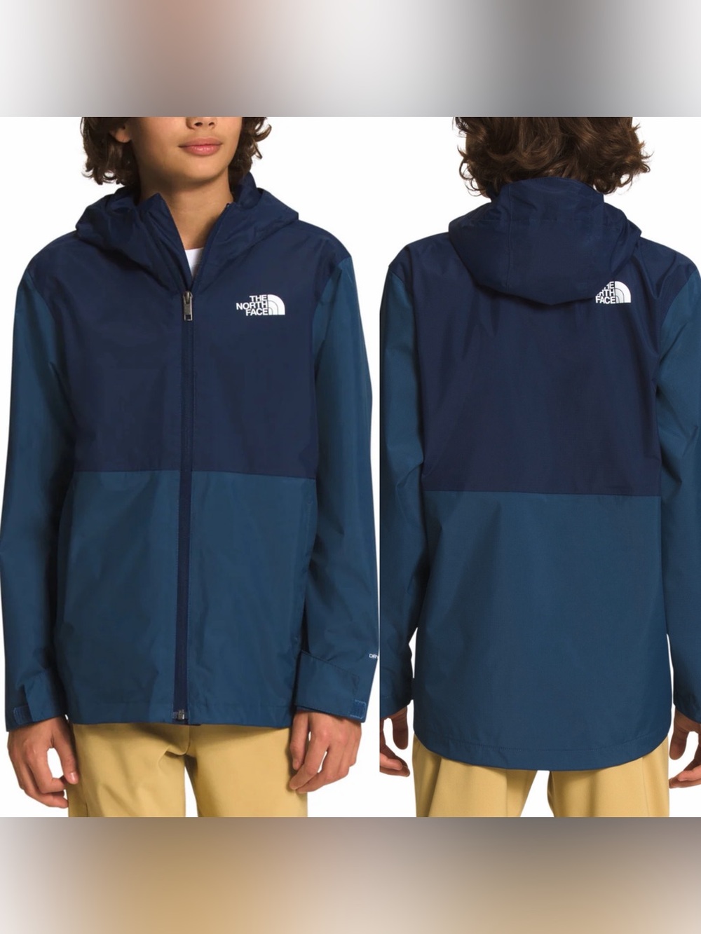 The North Face boys rain jacket 
 DryVent waterproof hooded shell S 7/8